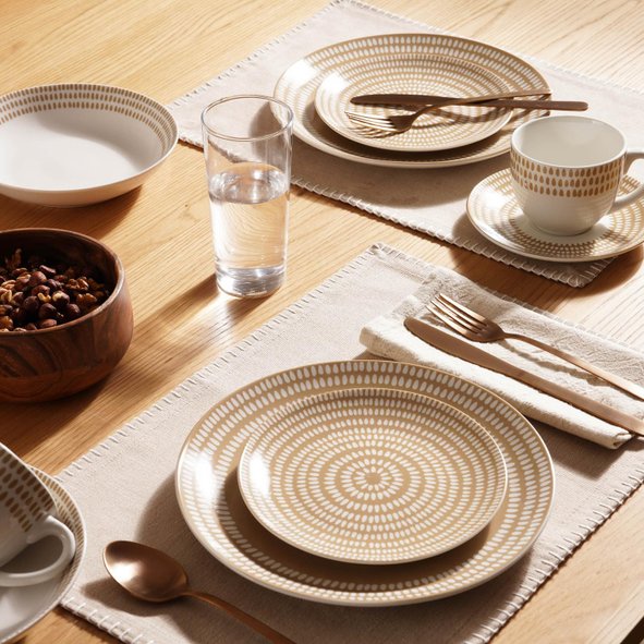 Armona 30 Piece Porcelain Dinner Set Brown Pan Home Furnishings
